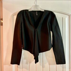 Zara black long sleeve buttoned blouse